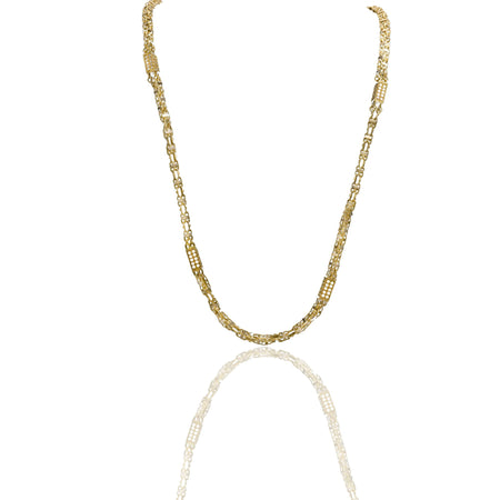 Collana Oro Giallo Oro 18 carati Maglia Con Elementi Cubici Zirconi Bianchi 70 cm