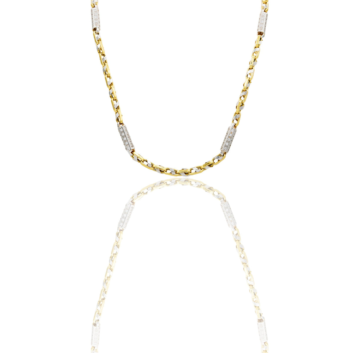 Collane Oro Giallo, Oro Bianco Microfusione  Zirconi Bianchi 70 cm