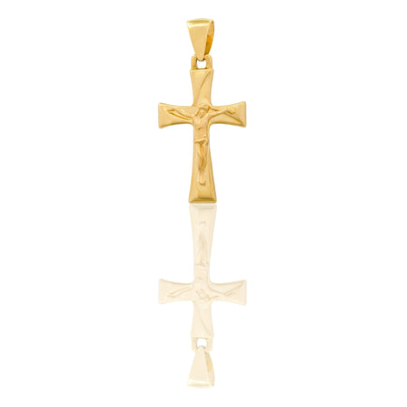 Ciondolo Oro Giallo Oro 18 carati Croce Con Riga Trasversale Cristo Solo Oro
