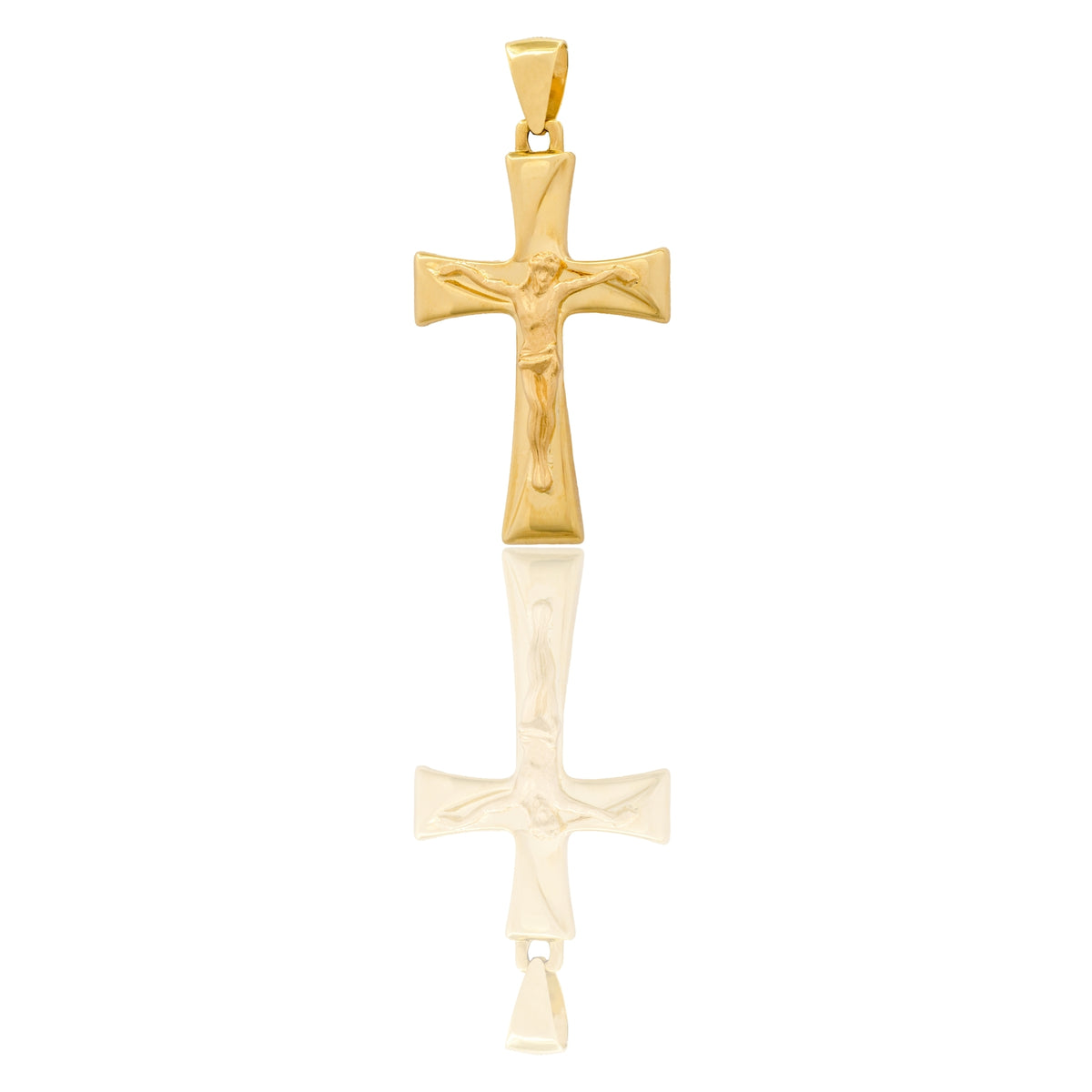 Ciondolo Oro Giallo Oro 18 carati Croce Con Riga Trasversale Cristo Solo Oro