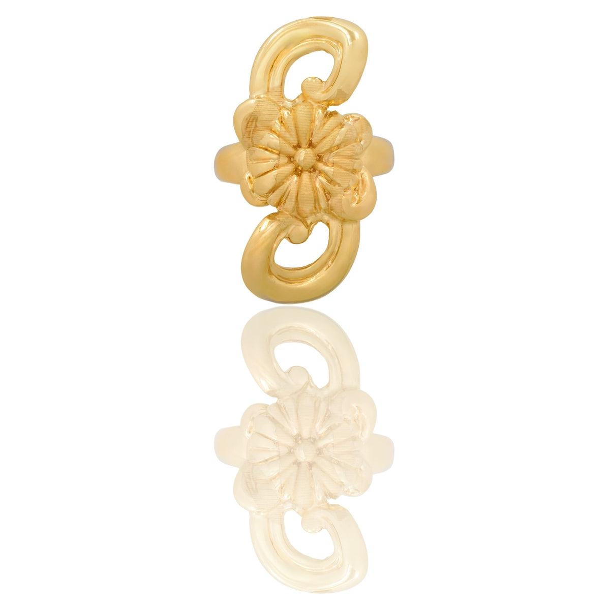 Anello Oro Giallo Oro 18 carati Fiore Solo Oro cm 1,5 spessore gambo 2,50 lunghezza fiore 3,4 cm