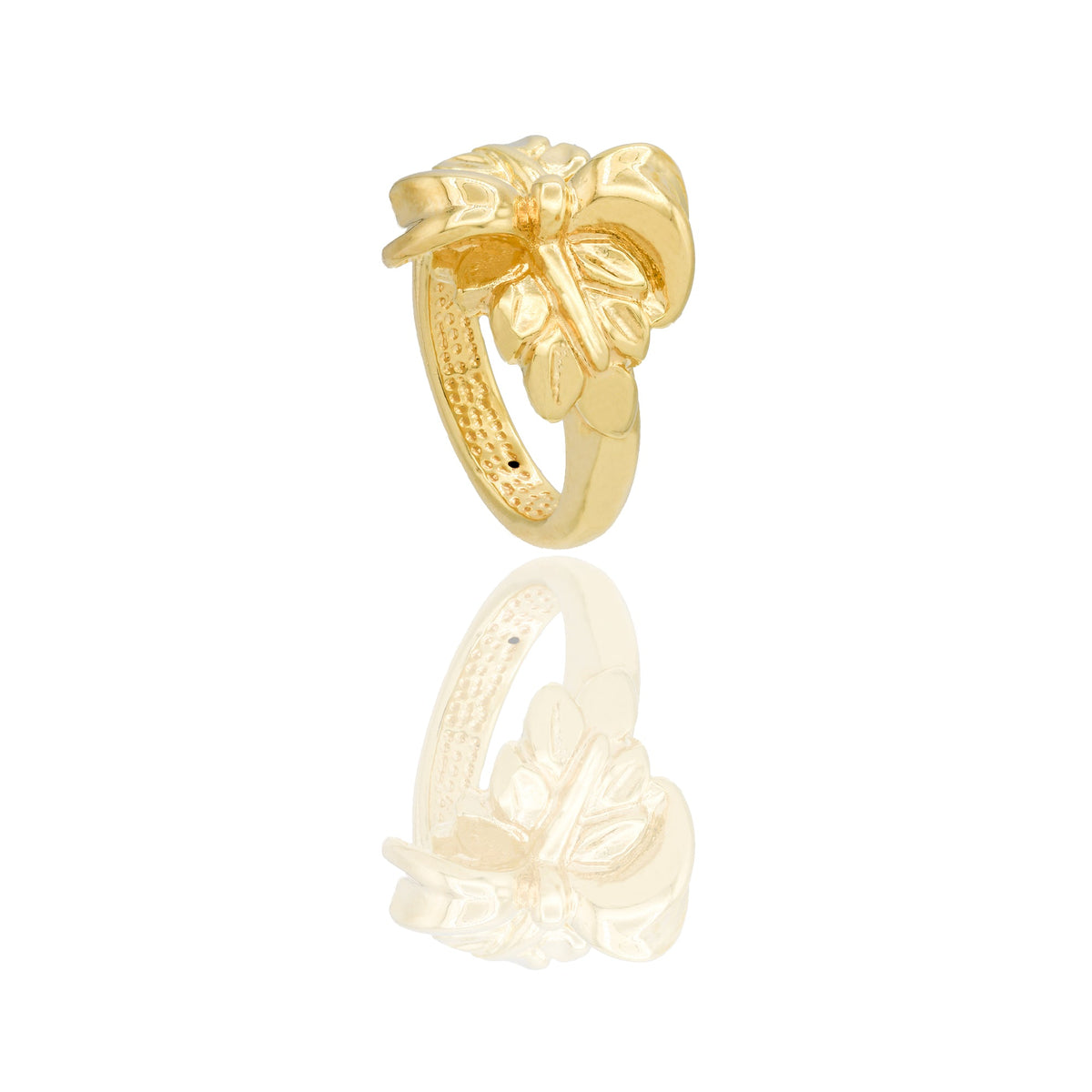 Anelli Oro Giallo Elettroformato  Solo Oro spessore gambo 4mm lunghezza foglia 2,3 larghezza 1,9 cm 