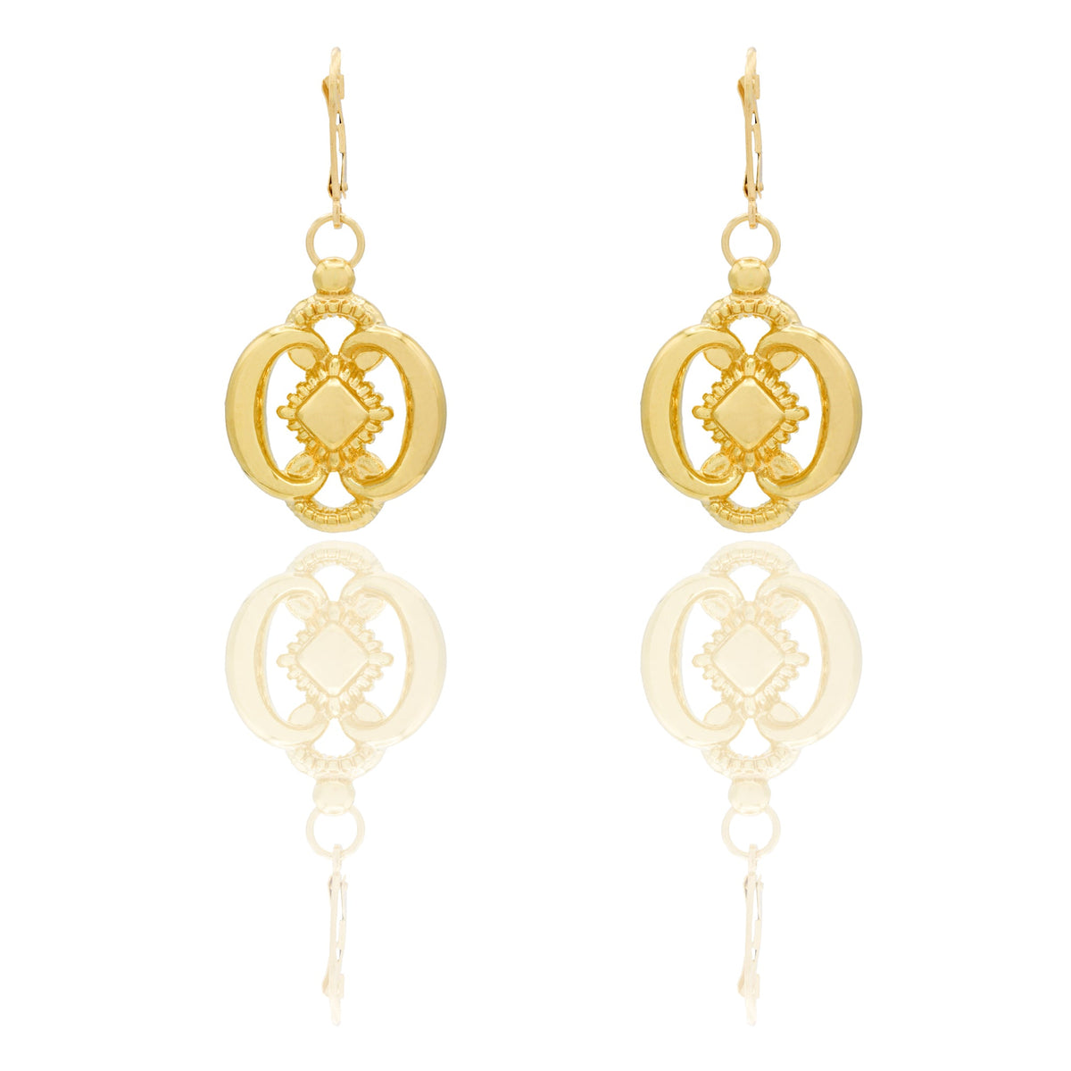Orecchini Oro Giallo Elettroformato  Solo Oro Lunghezza Elemento 2,5 cm. larghezza cm.2 