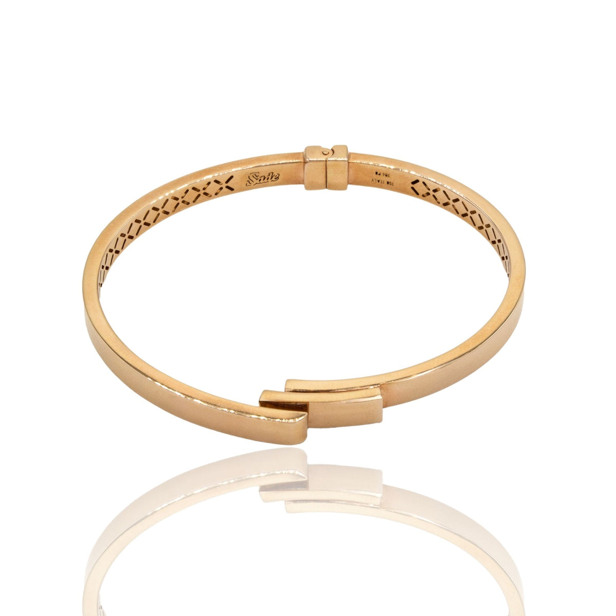 Bracciale Oro Giallo Oro 18 carati Rigido Canna Rettangolare Apertura Centrale Solo Oro