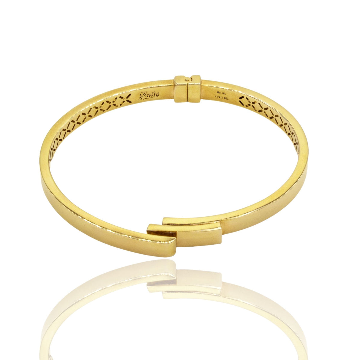Bracciale Oro Giallo Oro 18 carati Rigido Canna Rettangolare Apertura Centrale Solo Oro