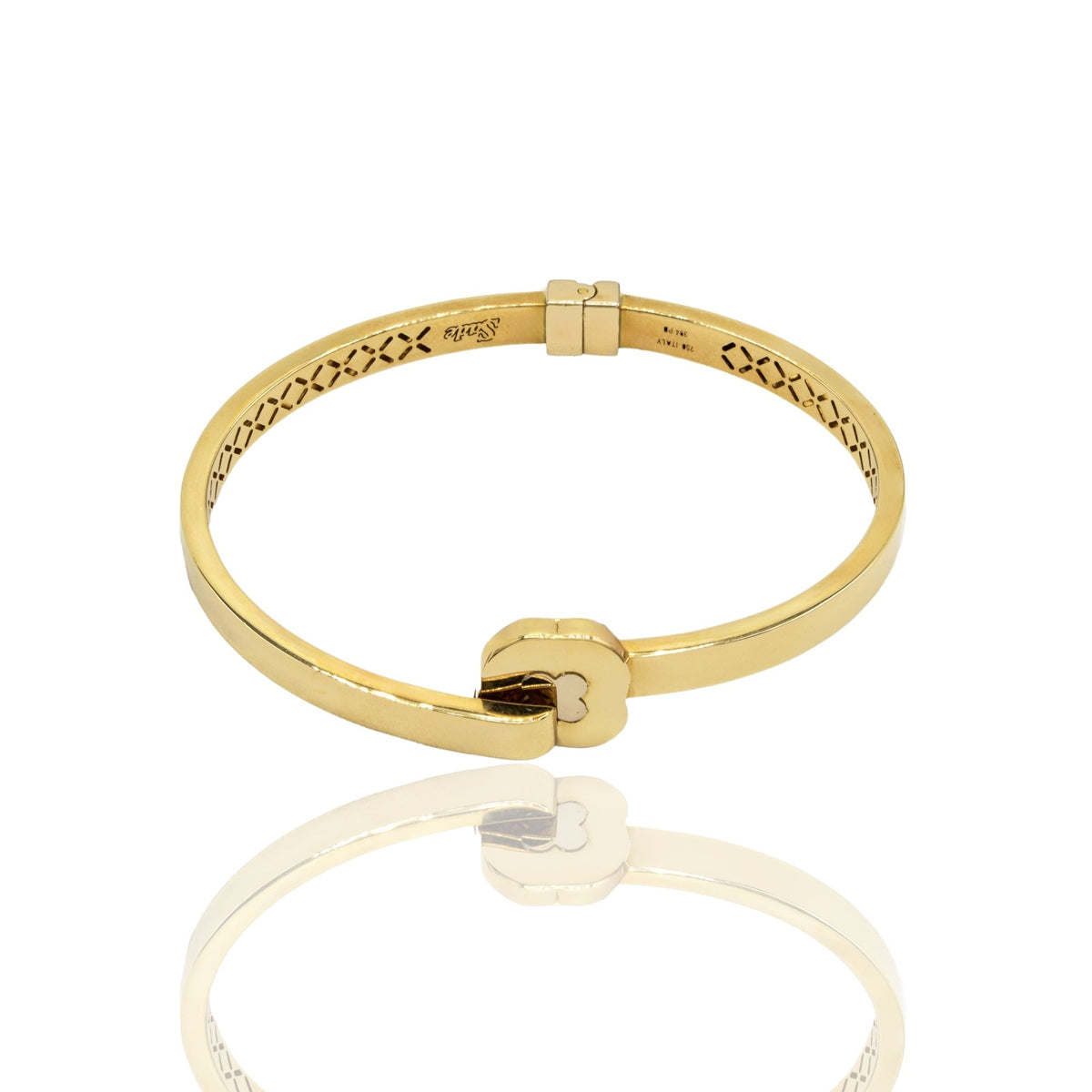 Bracciale Oro Giallo Oro 18 carati Canna Rettangolare Sovrapposto Apertura Centrale Solo Oro