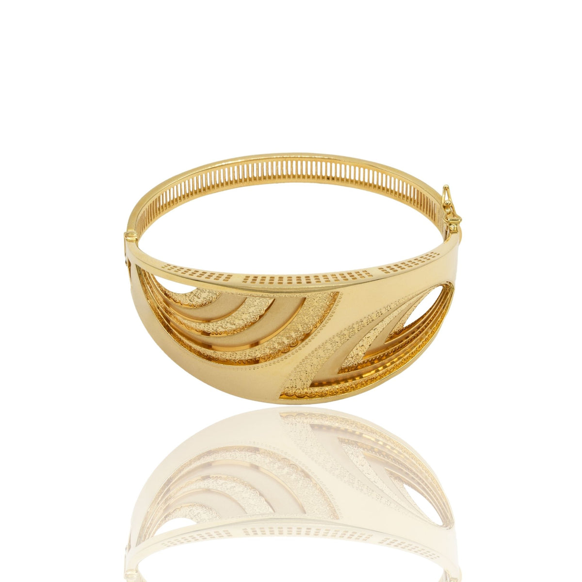 Bracciale Oro Giallo Oro 18 carati Ridido Con Foglie Satinate Solo Oro