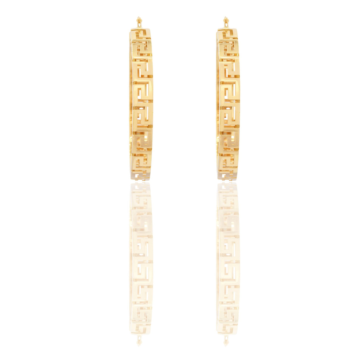 Orecchini Oro Giallo Oro 18 carati Cerchio Greca Traforato Solo Oro diametro interno cm.4