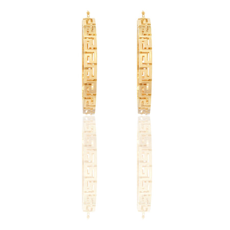 Orecchini Oro Giallo Oro 18 carati Cerchio Greca Traforato Solo Oro diametro interno cm.4
