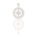 Ciondoli Oro Bianco Oro 18 carati Rosa dei venti tonda traforata Solo Oro 4cm x 3cm