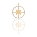 Ciondoli Oro Giallo Oro Bianco Oro 18 carati Rosa dei venti tonda double face Zirconi Bianchi 6cm x 5cm
