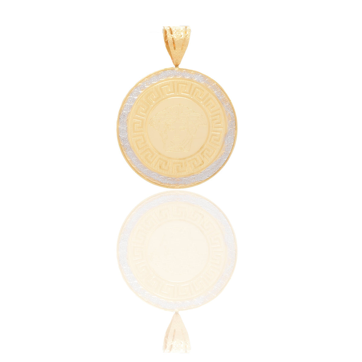 Ciondoli Oro Giallo Oro Bianco Oro 18 carati Tondo con medusa Solo Oro 4cm x 3cm