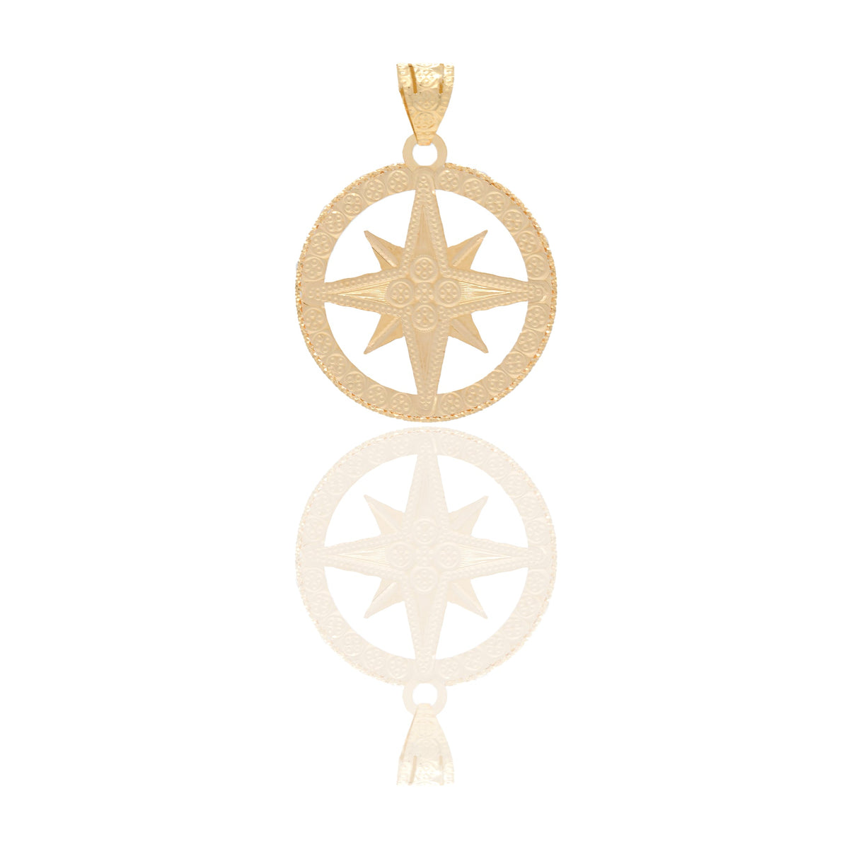 Ciondoli Oro Giallo Oro 18 carati Rosa dei venti traforata Solo Oro 2,9cm x 2cm
