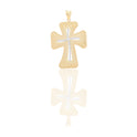 Ciondoli Oro Giallo Oro 18 carati Croce lavorata Zirconi Bianchi 6cm x 3,8cm