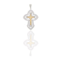 Ciondoli Oro Giallo Oro Bianco Oro 18 carati Croce con cristo lucida e traforata Zirconi Bianchi 6,5cm x 4,5cm