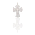 Ciondoli Oro Bianco Oro 18 carati Croce con cristo lucida e diamantata Zirconi Bianchi 6,5cm x 4,5cm