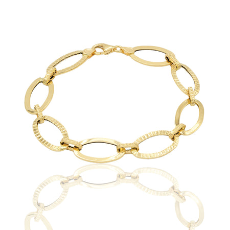 Bracciale Oro Giallo Oro 18 carati Anelli Ovali Solo Oro