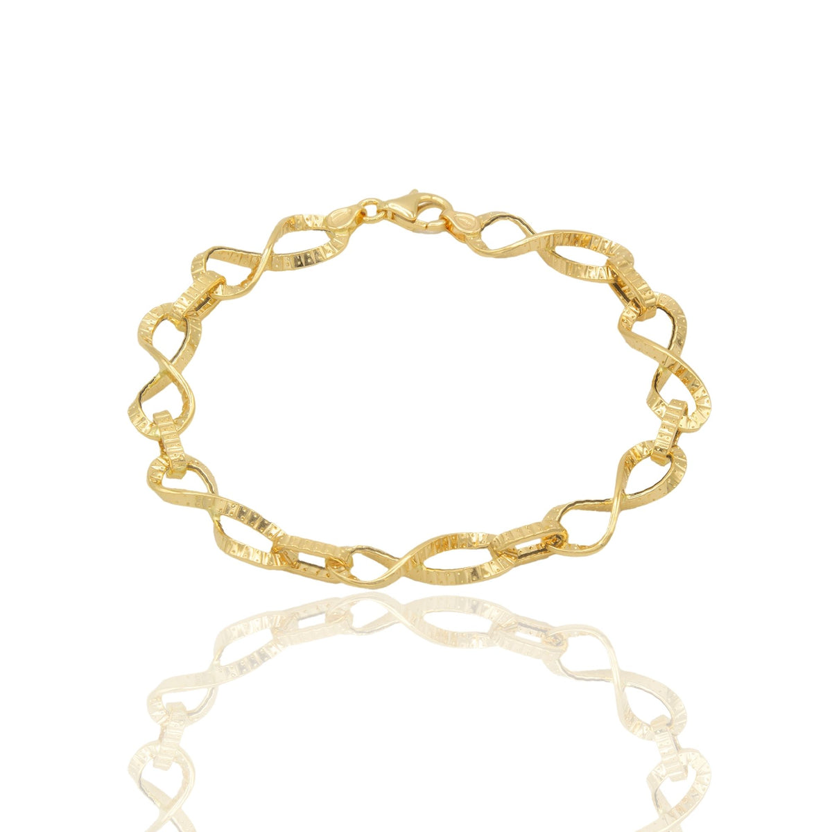 Bracciale Oro Giallo Oro 18 carati Maglia intrecciata martellata Solo Oro