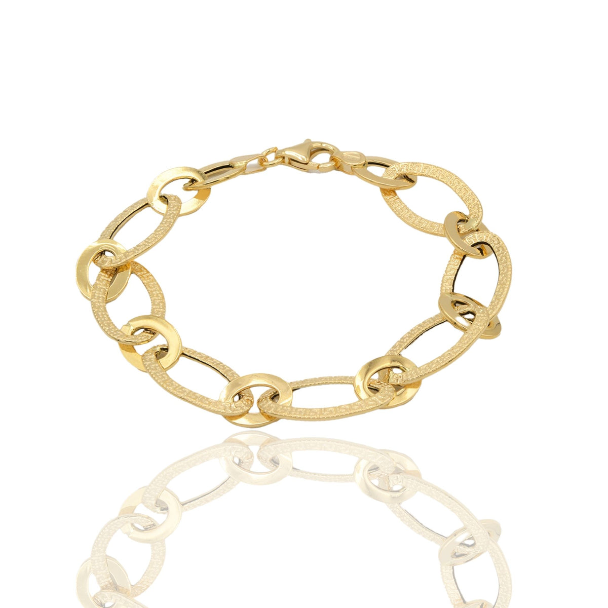 Bracciale Oro Giallo Oro 18 carati Maglia intrecciata Con Greca   Solo Oro