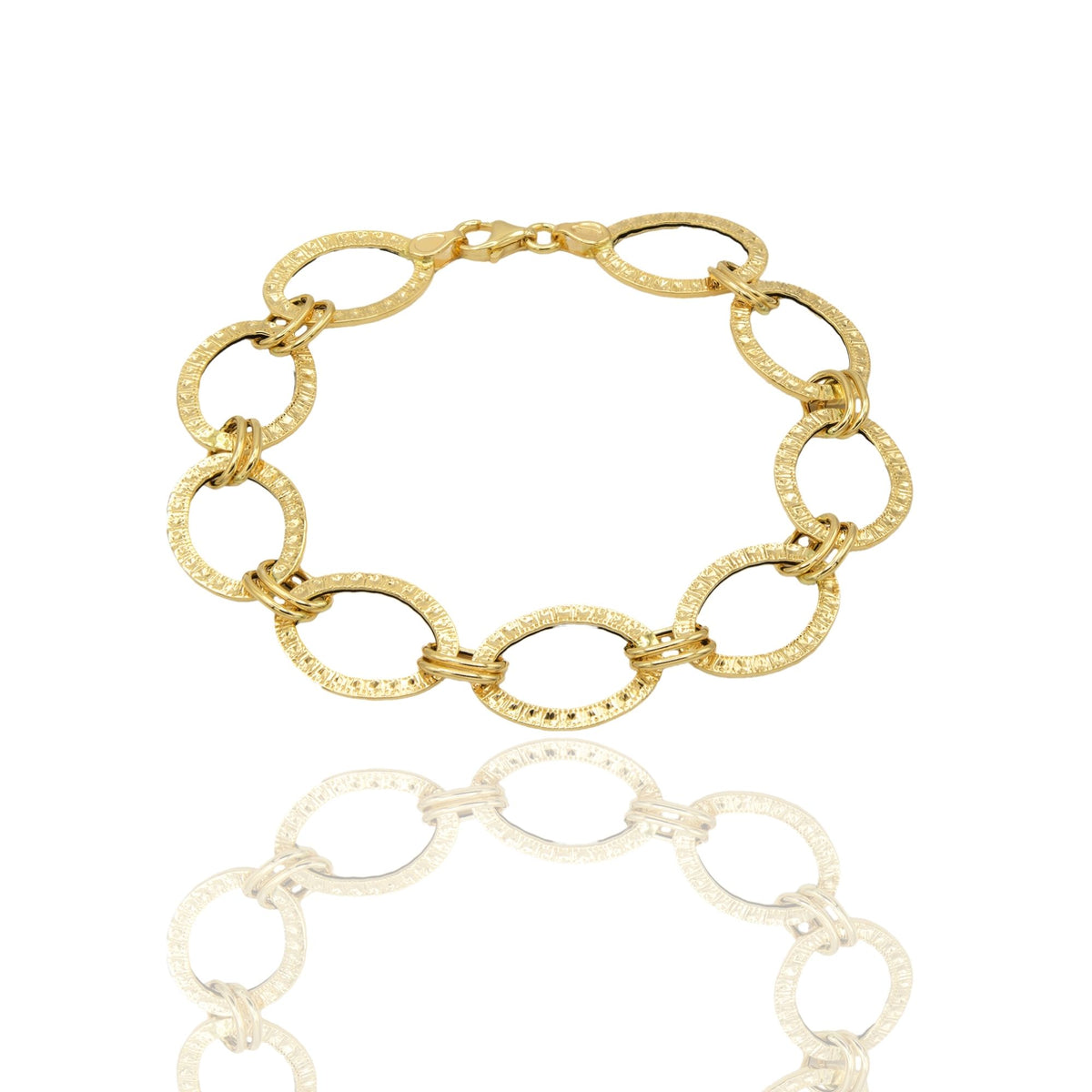 Bracciale Oro Giallo Oro 18 carati Ovale Con Doppio Anelletto Solo Oro