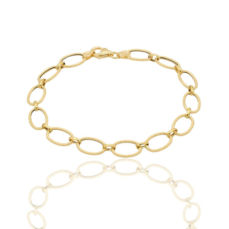 Bracciale Oro Giallo Oro 18 carati Catena Ovali E Anelletti Solo Oro cm. 18,5