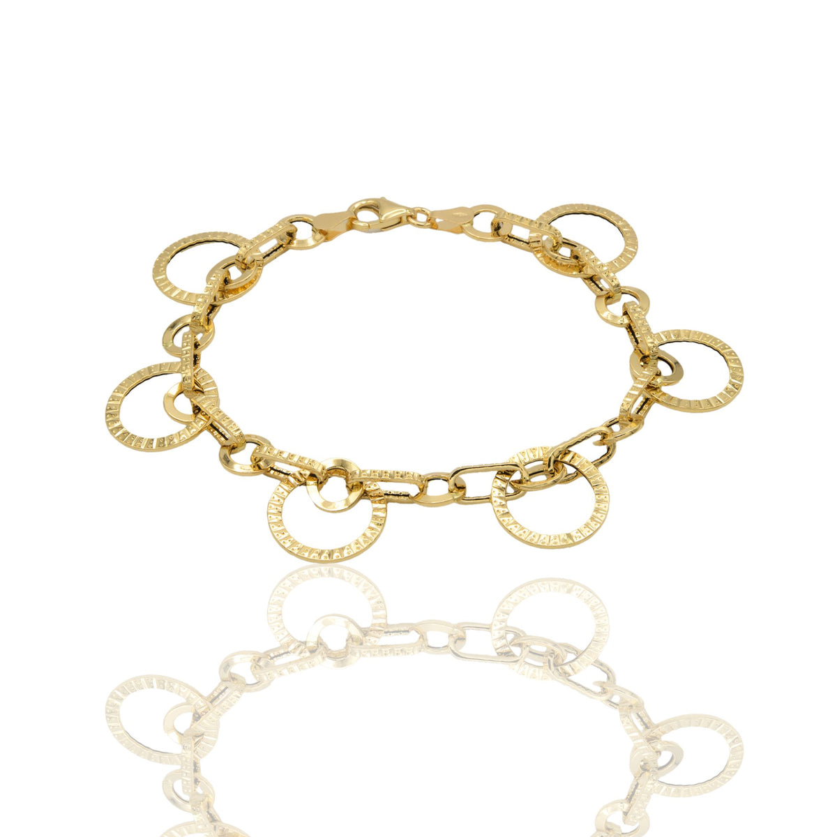 Bracciale Oro Giallo Oro 18 carati anelli Pendenti Solo Oro cm. 20