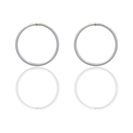 Orecchini Oro Bianco Oro 18 carati Cerchio Chiusura A Scomparsa  Solo Oro Spessore mm 0,8 diametro interno cm.1,2