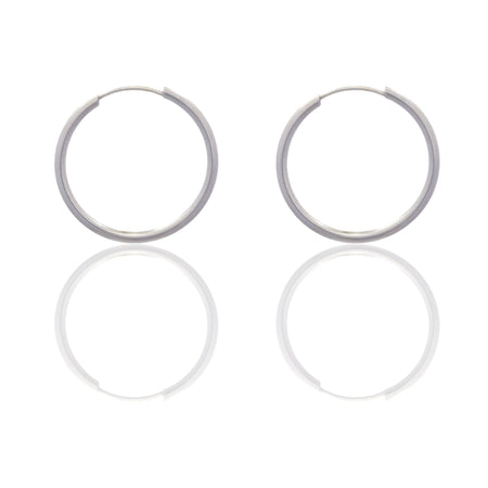 Orecchini Oro Bianco Oro 18 carati Cerchio Chiusura A Scomparsa  Solo Oro Spessore mm 1,5 diametro interno cm.2
