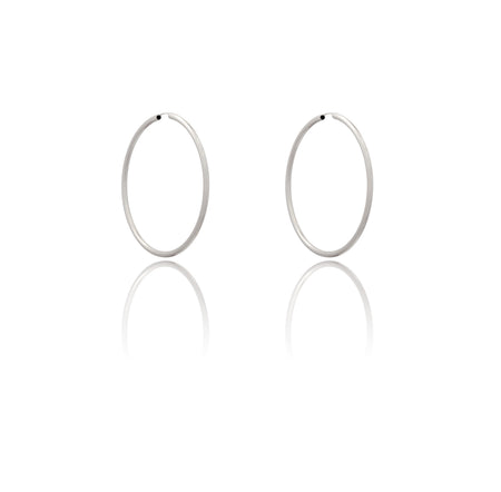 Orecchini Oro Bianco Oro 18 carati Cerchio Chiusura A Scomparsa  Solo Oro Spessore mm 2 diametro interno cm.4,5