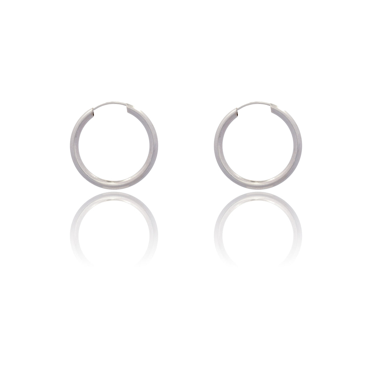 Orecchini Oro Bianco Oro 18 carati Cerchio Chiusura A Scomparsa  Solo Oro Spessore mm 2 diametro interno cm.2