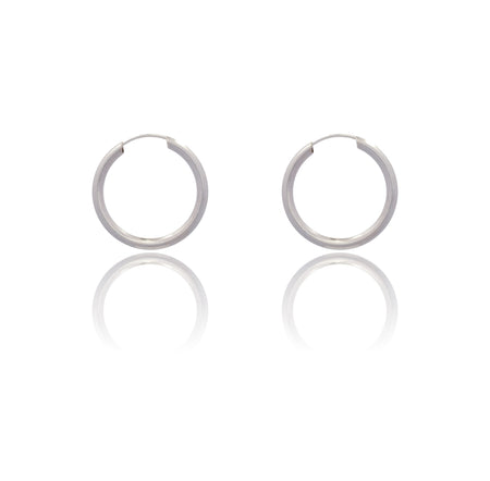 Orecchini Oro Bianco Oro 18 carati Cerchio Chiusura A Scomparsa  Solo Oro Spessore mm 2 diametro interno cm.2