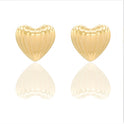 Orecchini Oro Giallo Oro 18 carati Cuore rigato Elettroformato Solo Oro cm. 1,8 x 2,0 spessore mm. 8