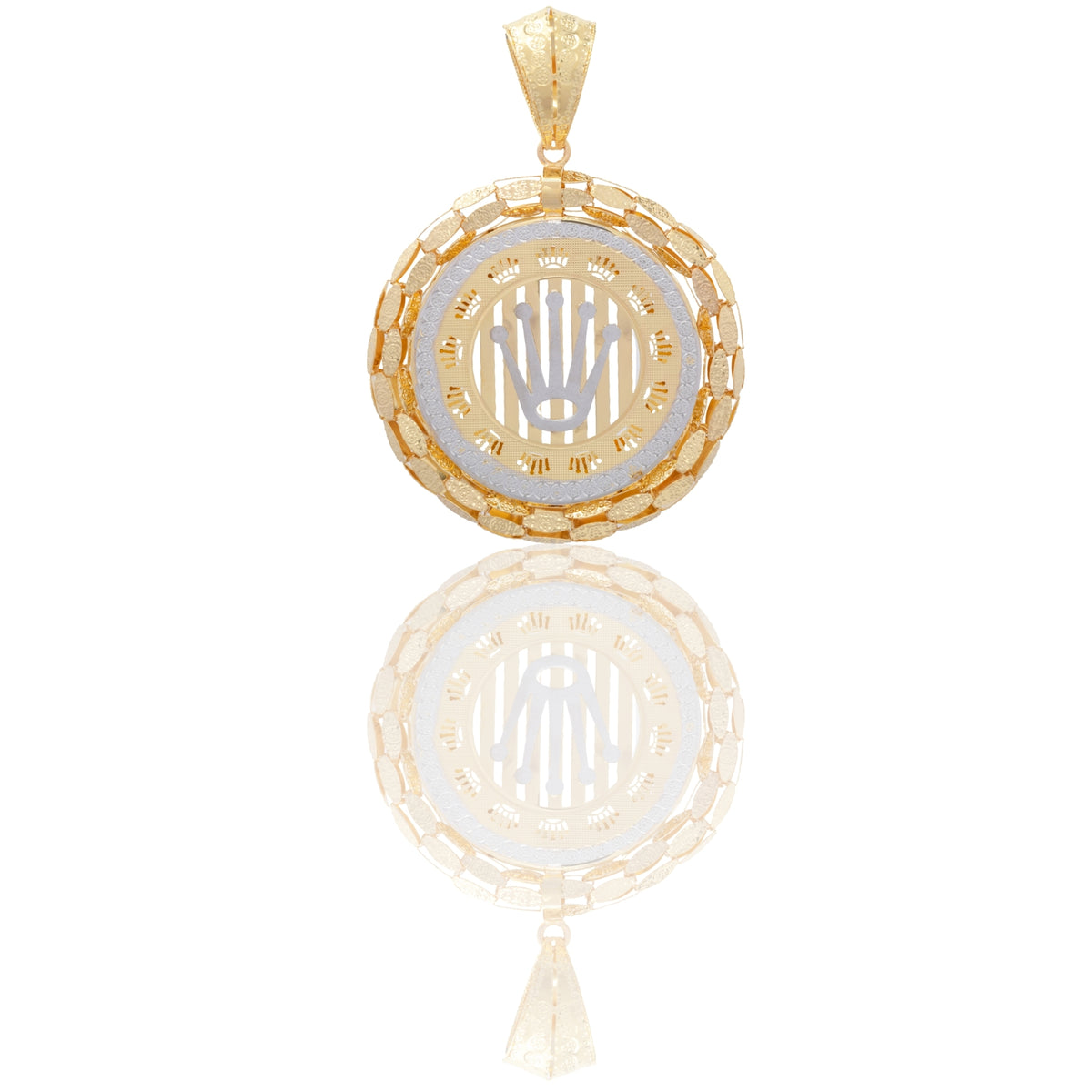 Ciondolo Oro Giallo Oro Bianco Oro 18 carati Tondo Con Medusa Solo Oro cm.6,5